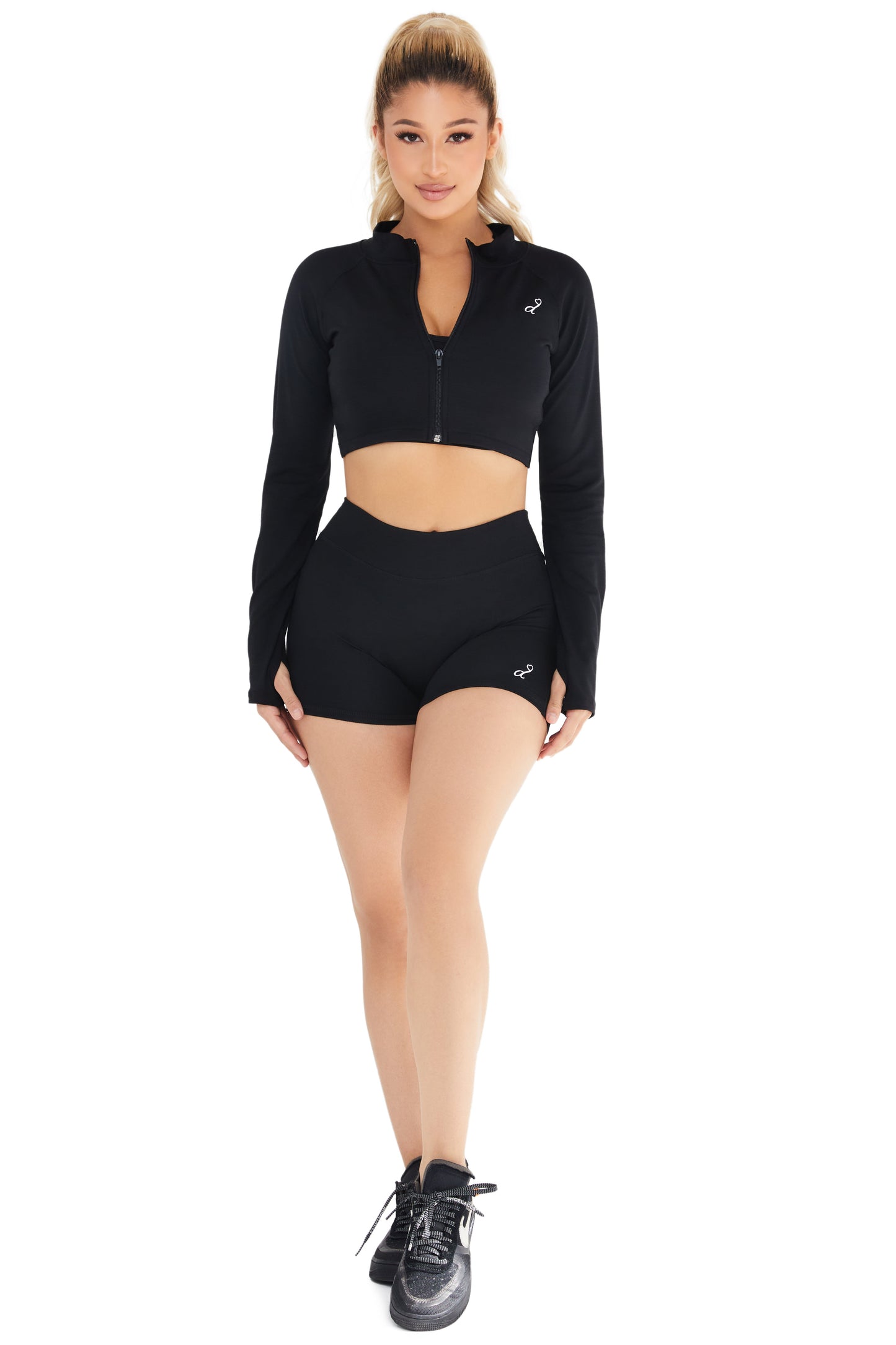 Signature Cropped Zip-Up Jacket