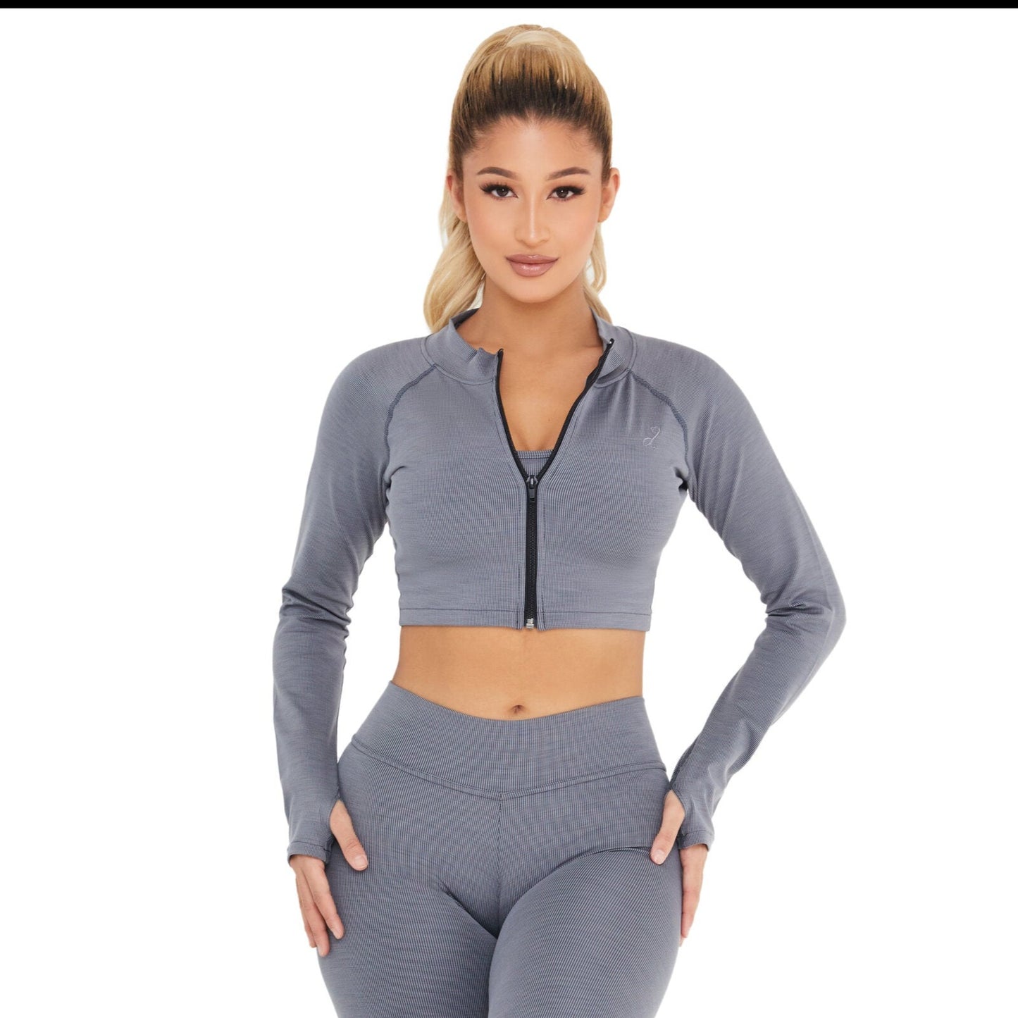 Signature Cropped Zip-Up Jacket