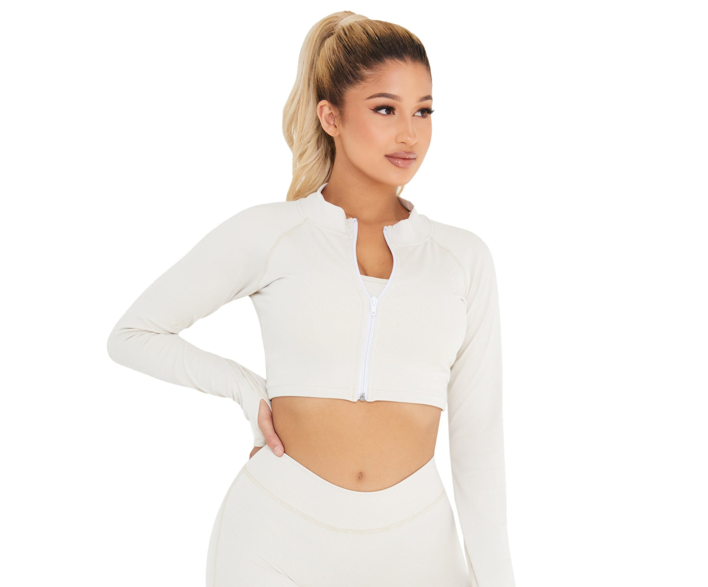 Signature Cropped Zip-Up Jacket