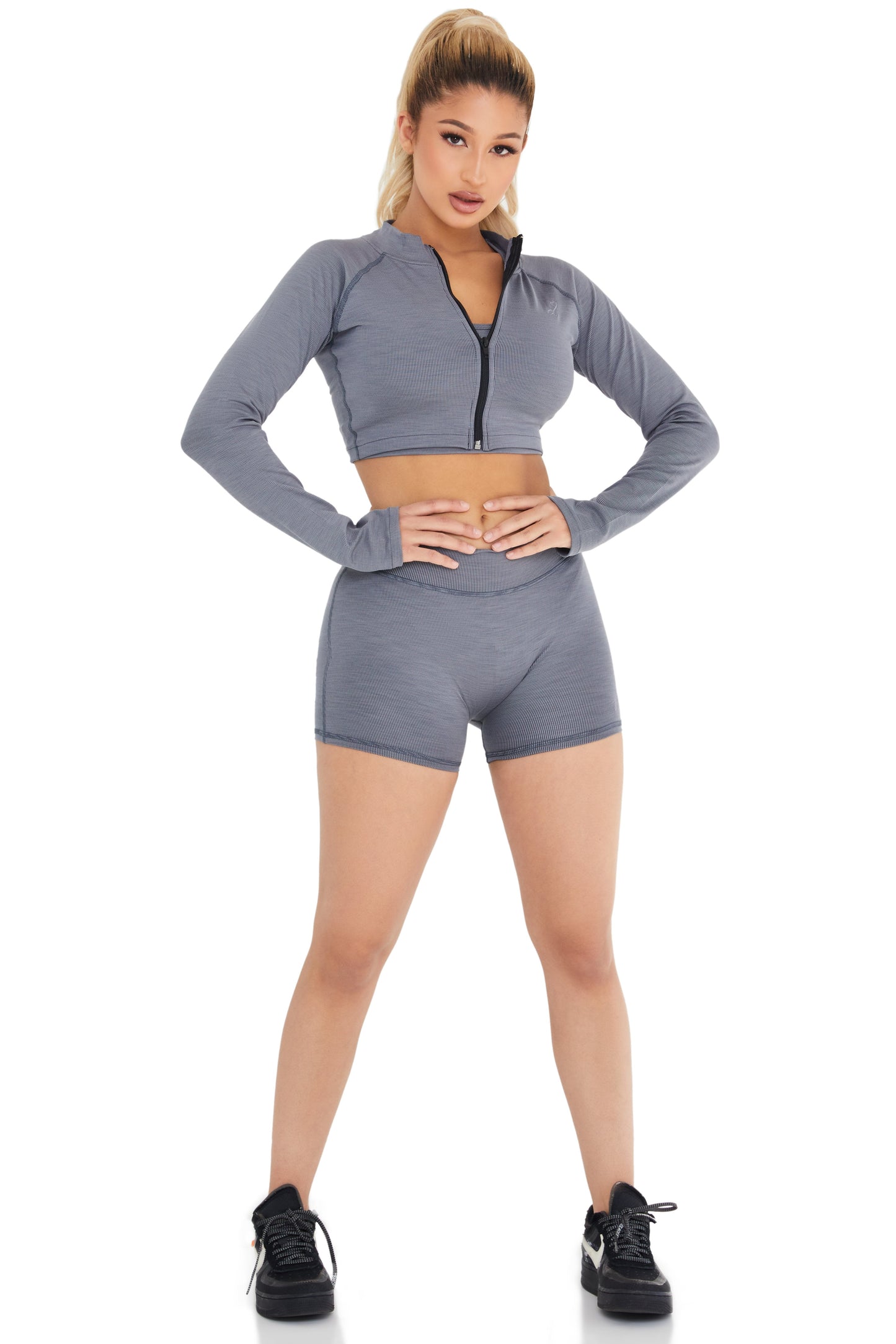 Signature Cropped Zip-Up Jacket